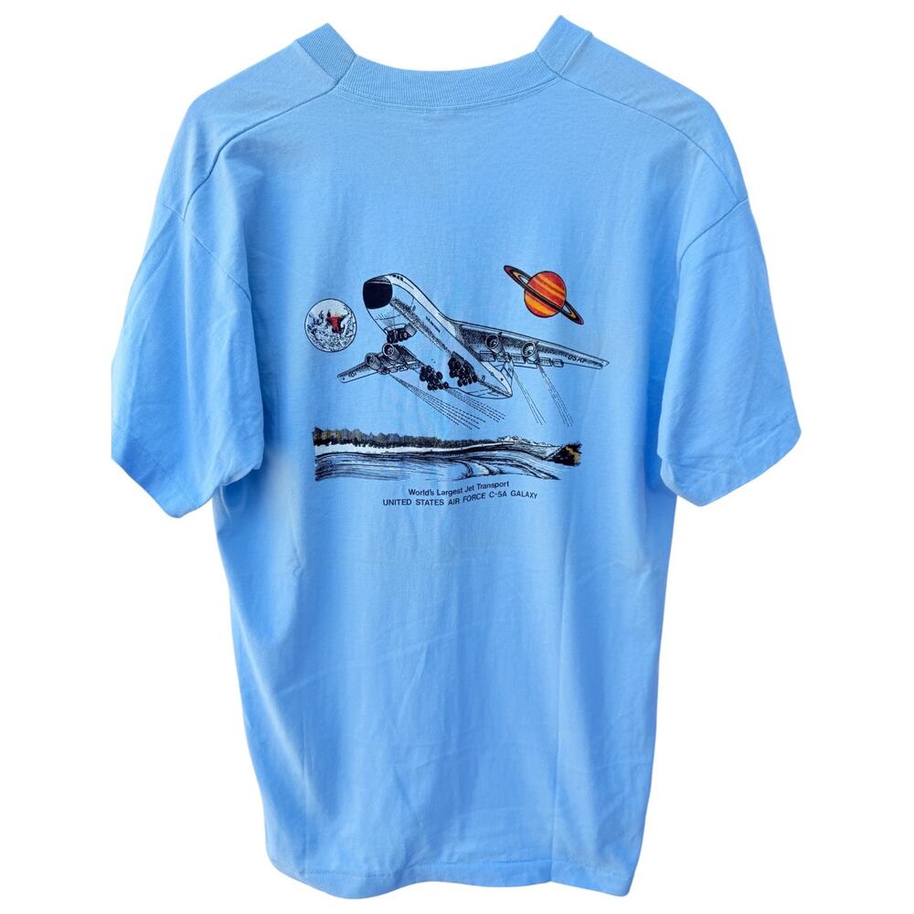 Screen Stars Best C-5 Galaxy Single Stitch T Shirt Mens XL Blue USA Made Vintage - Picture 2 of 6